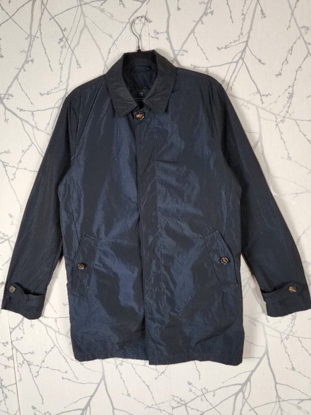 Scotch & Soda Navy Quilt Lined Button Up Trench Car Coat